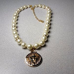 Anne Klein Pearl Lion Necklace